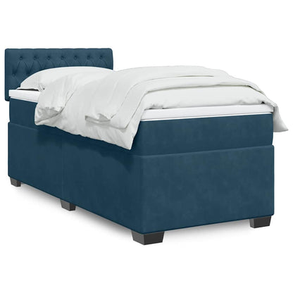 Giroletto a Molle con Materasso Blu Scuro 90x190 cm in Velluto