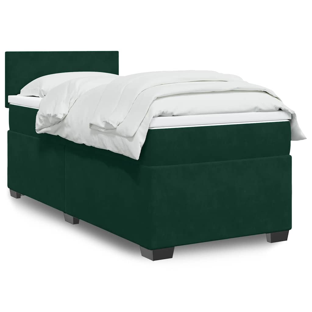 Giroletto a Molle con Materasso Verde Scuro 90x200 cm Velluto