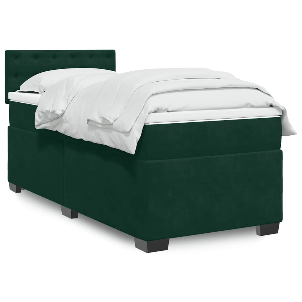 Giroletto a Molle con Materasso Verde Scuro 90x200 cm Velluto