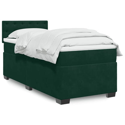 Giroletto a Molle con Materasso Verde Scuro 90x200 cm Velluto
