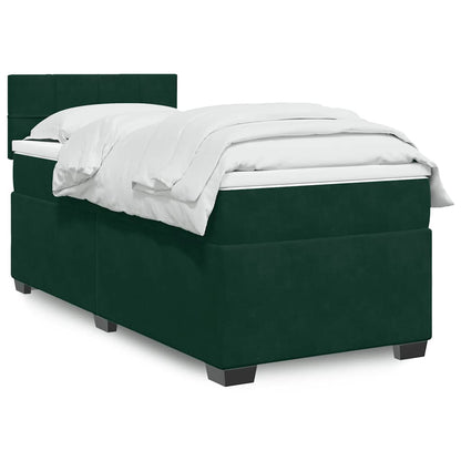 Giroletto a Molle con Materasso Verde Scuro 90x200 cm Velluto