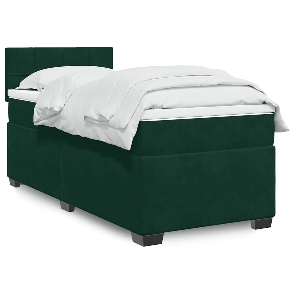 Giroletto a Molle con Materasso Verde Scuro 100x200 cm Velluto