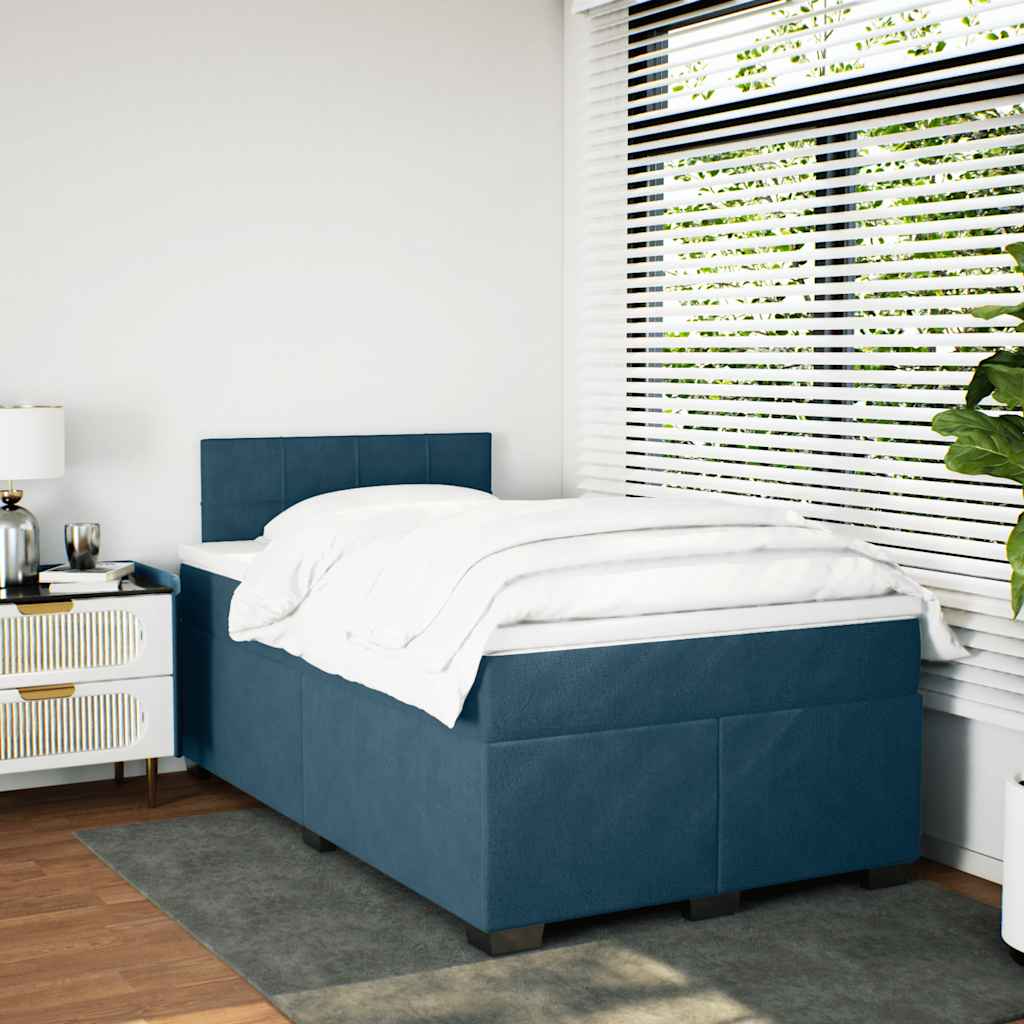 Giroletto a Molle con Materasso Blu Scuro 120x190 cm in Velluto