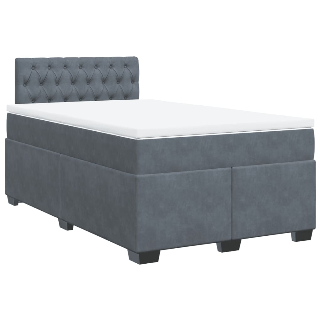 Giroletto a Molle con Materasso Grigio Scuro 120x190 cm Velluto