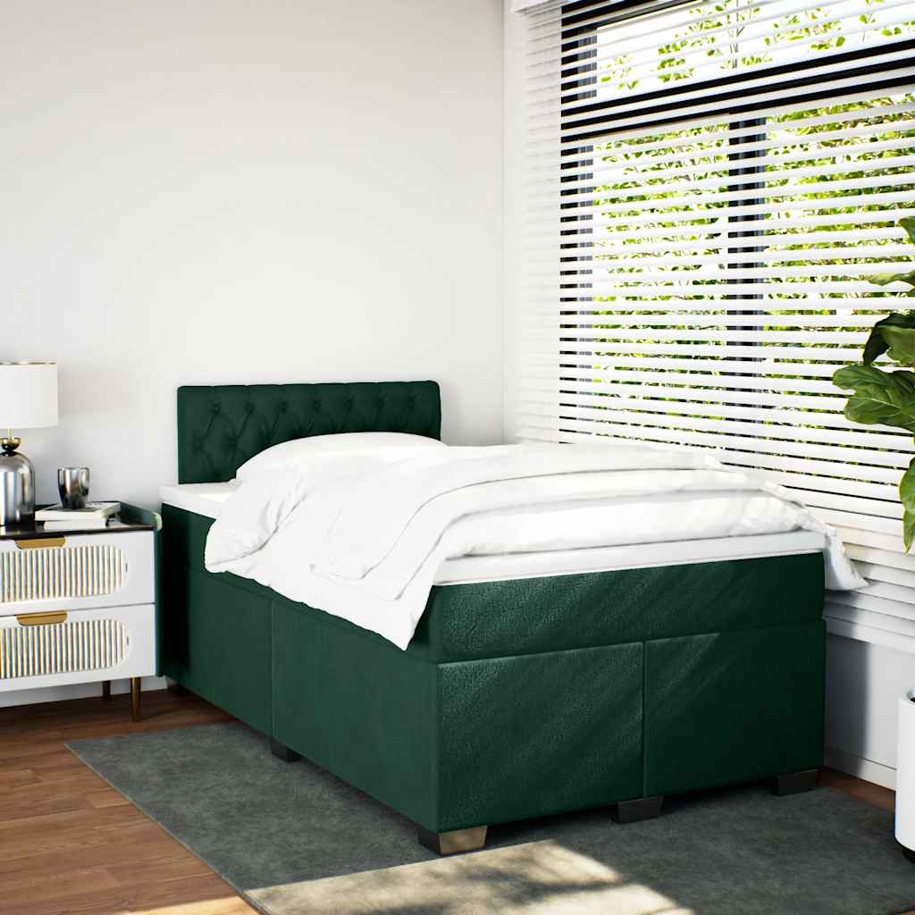 Giroletto a Molle con Materasso Verde Scuro 120x190 cm Velluto