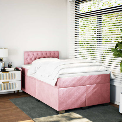 Giroletto a Molle con Materasso Rosa 120x190 cm in Velluto