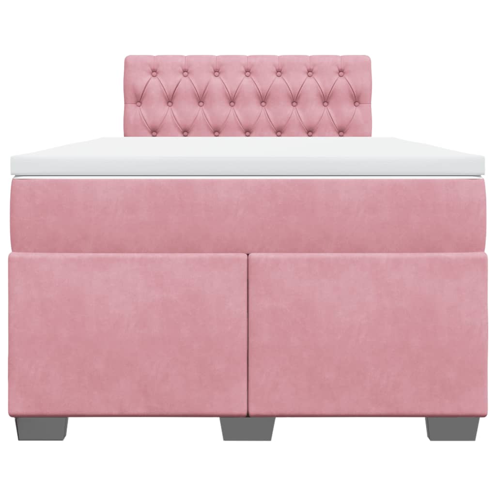 Giroletto a Molle con Materasso Rosa 120x190 cm in Velluto