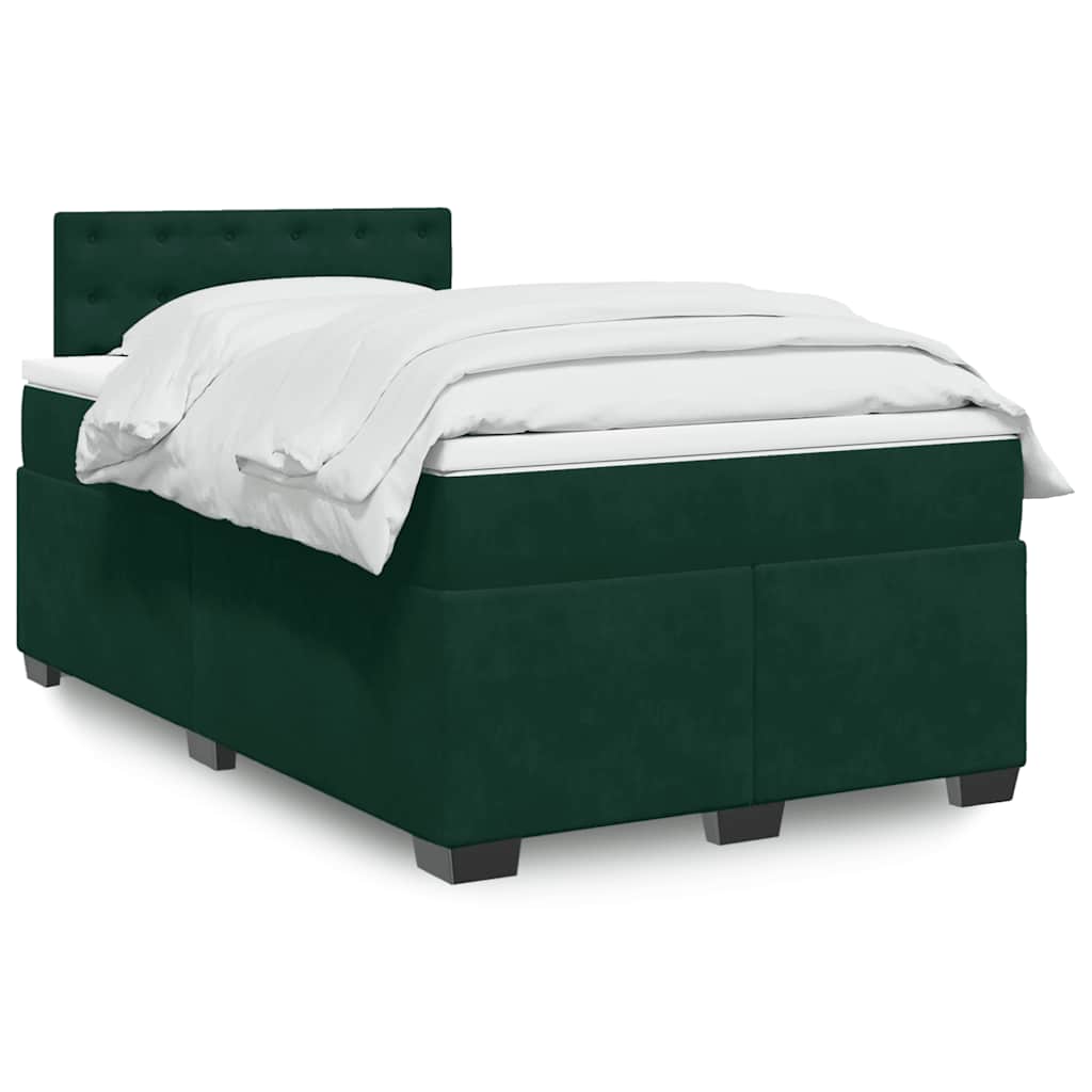 Giroletto a Molle con Materasso Verde Scuro 120x190 cm Velluto