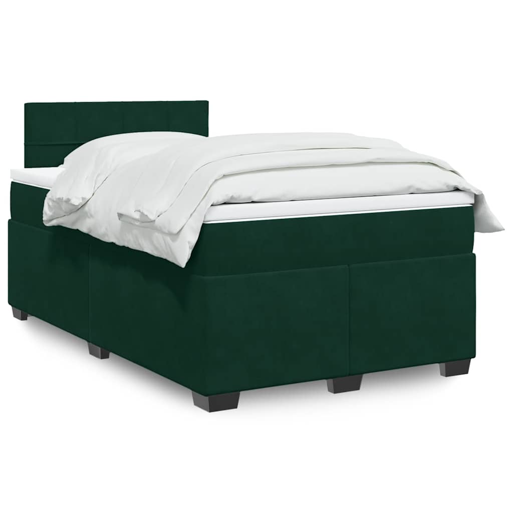 Giroletto a Molle con Materasso Verde Scuro 120x200 cm Velluto