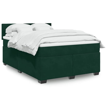 Giroletto a Molle con Materasso Verde Scuro 140x190 cm Velluto
