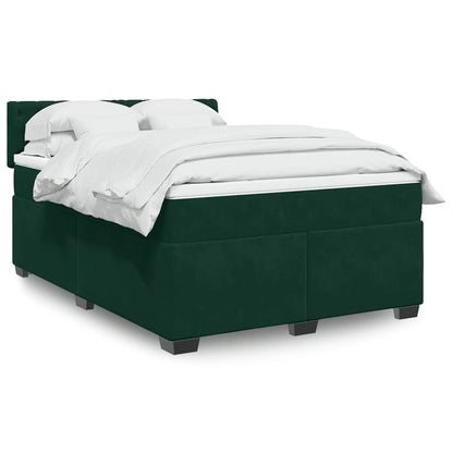 Giroletto a Molle con Materasso Verde Scuro 140x190 cm Velluto