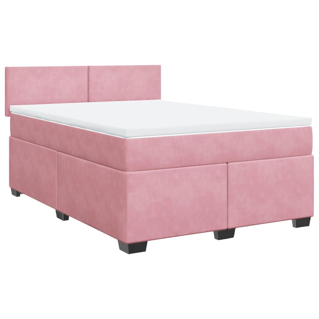 Giroletto a Molle con Materasso Rosa Scuro 140x200cm in Velluto