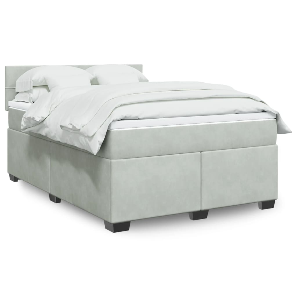 Giroletto a Molle con Materasso Grigio Chiaro 140x200cm Velluto