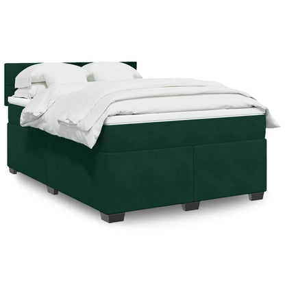 Giroletto a Molle con Materasso Verde Scuro 140x200 cm Velluto