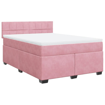Giroletto a Molle con Materasso Rosa Scuro 140x200cm in Velluto