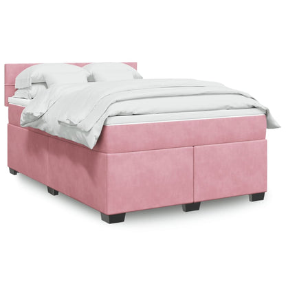 Giroletto a Molle con Materasso Rosa Scuro 140x200cm in Velluto