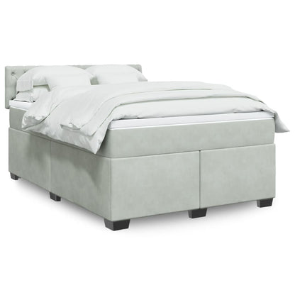 Giroletto a Molle con Materasso Grigio Chiaro 140x200cm Velluto