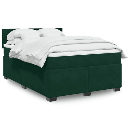 Giroletto a Molle con Materasso Verde Scuro 140x200 cm Velluto
