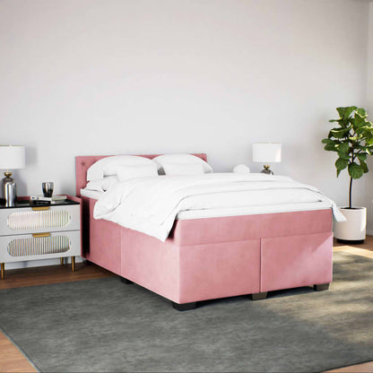 Giroletto a Molle con Materasso Rosa Scuro 140x200cm in Velluto