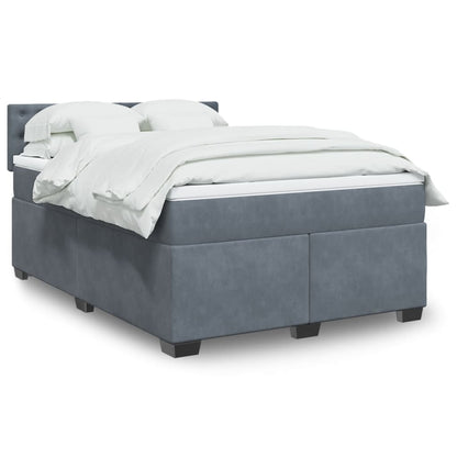 Giroletto a Molle con Materasso Grigio Scuro 140x200 cm Velluto