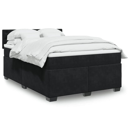 Giroletto a Molle con Materasso Nero 140x200 cm in Velluto