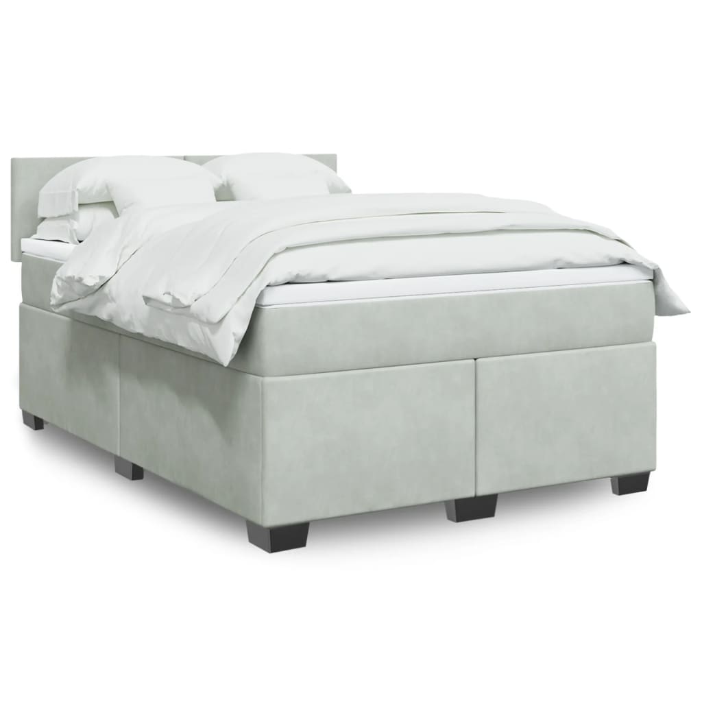 Giroletto a Molle con Materasso Grigio Chiaro 160x200cm Velluto