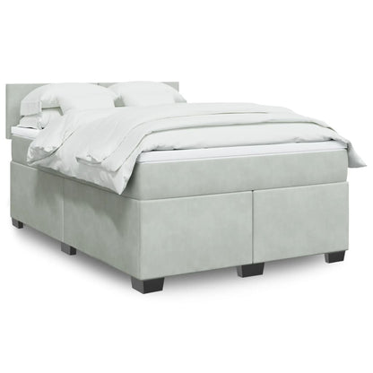 Giroletto a Molle con Materasso Grigio Chiaro 160x200cm Velluto