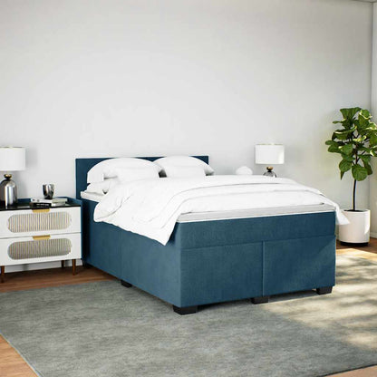 Giroletto a Molle con Materasso Blu 160x200 cm in Velluto