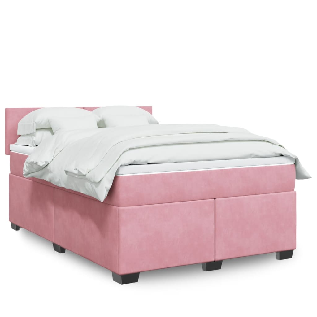 Giroletto a Molle con Materasso Rosa 160x200 cm in Velluto