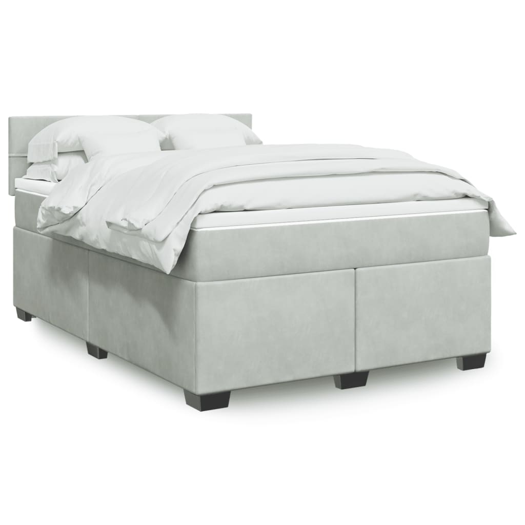 Giroletto a Molle con Materasso Grigio Chiaro 160x200cm Velluto