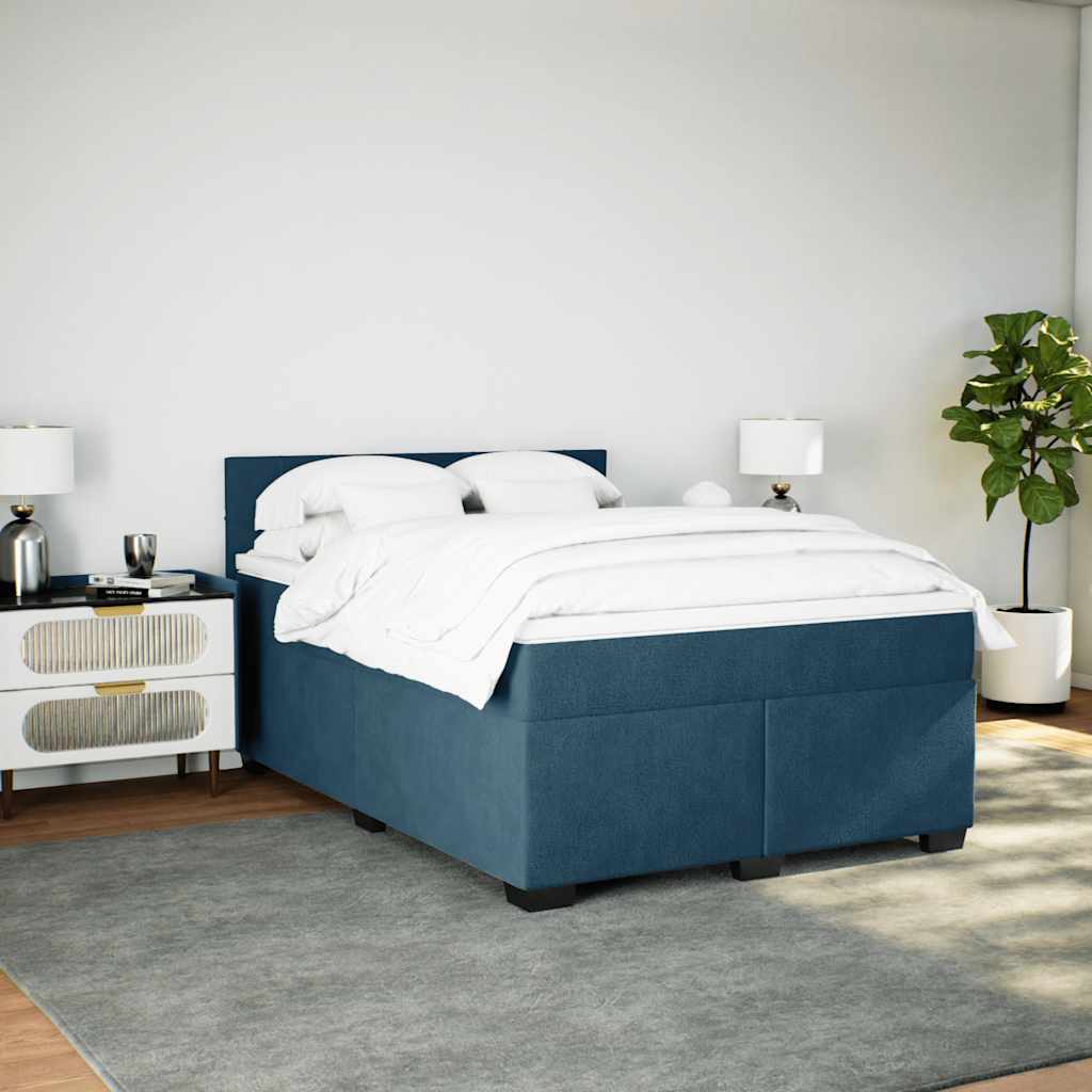 Giroletto a Molle con Materasso Blu 160x200 cm in Velluto
