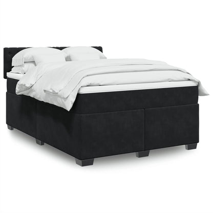 Giroletto a Molle con Materasso Nero 160x200 cm in Velluto