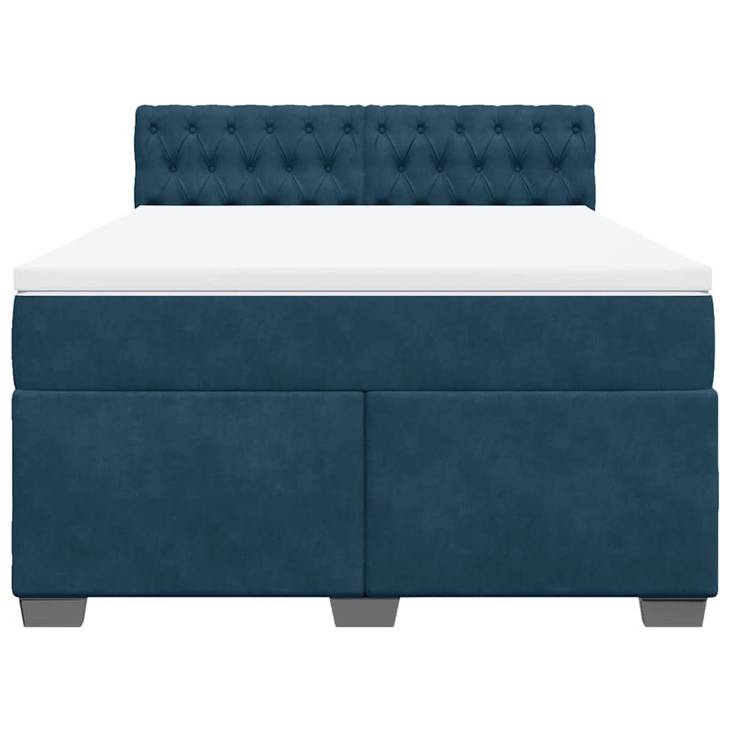 Giroletto a Molle con Materasso Blu 160x200 cm in Velluto