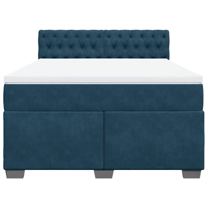 Giroletto a Molle con Materasso Blu 160x200 cm in Velluto