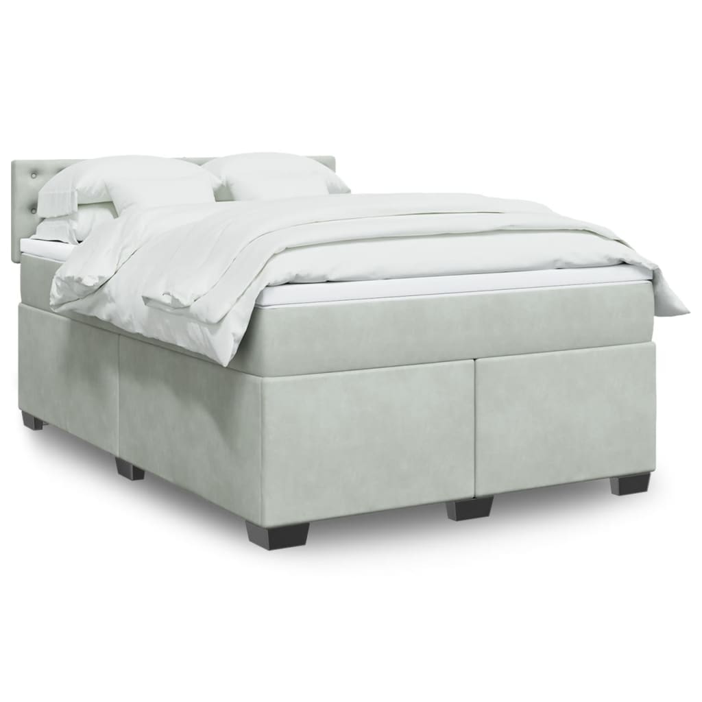 Giroletto a Molle con Materasso Grigio Chiaro 160x200cm Velluto