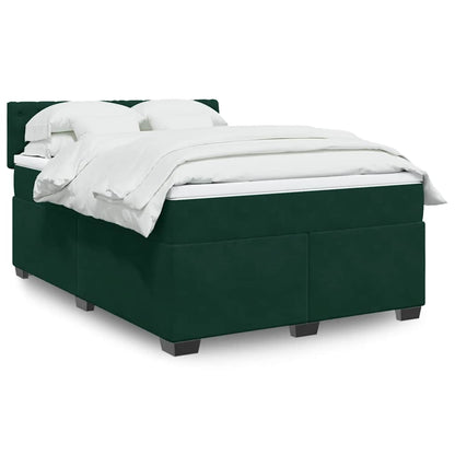 Giroletto a Molle con Materasso Verde Scuro 160x200 cm Velluto