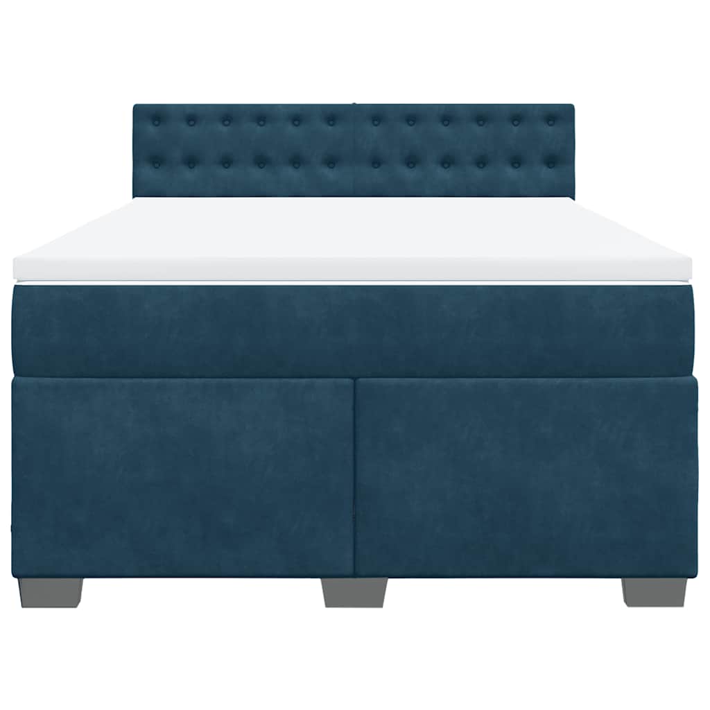 Giroletto a Molle con Materasso Blu 160x200 cm in Velluto