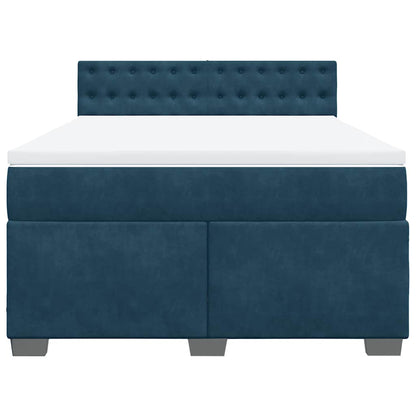 Giroletto a Molle con Materasso Blu 160x200 cm in Velluto