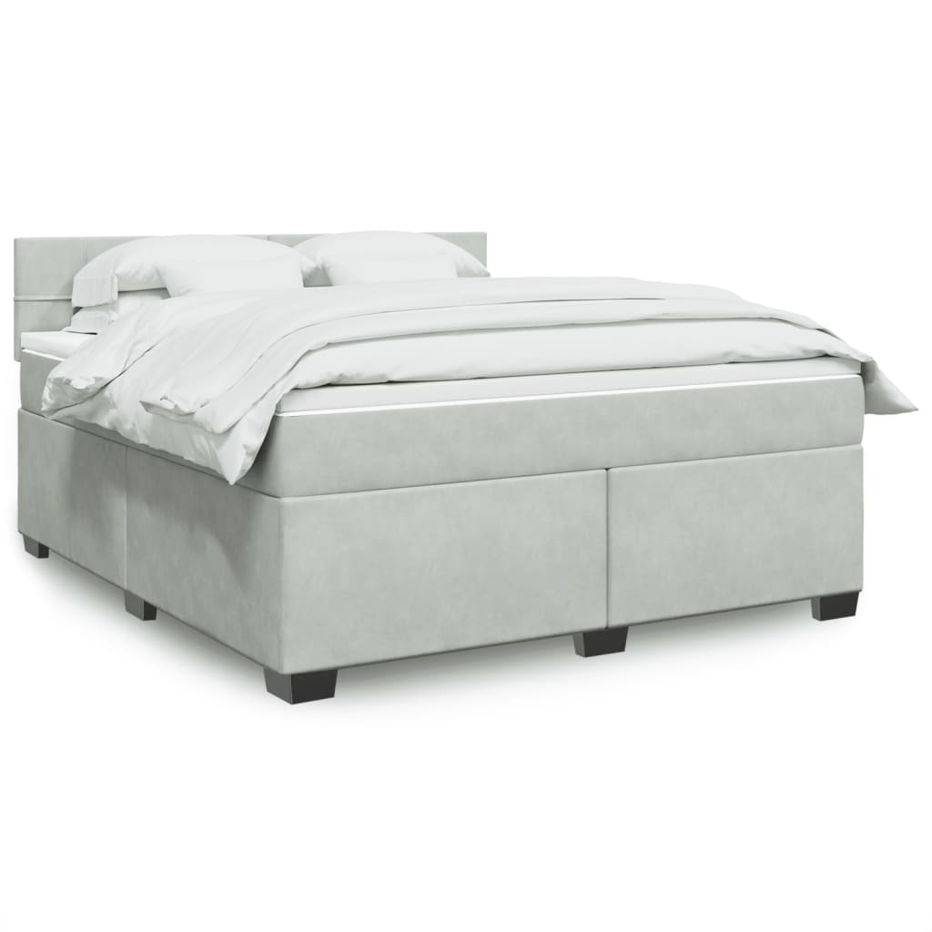 Giroletto a Molle con Materasso Grigio Chiaro 180x200cm Velluto