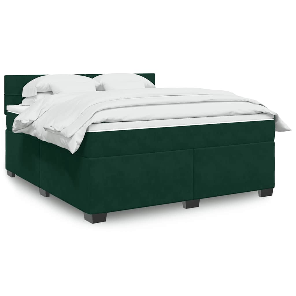 Giroletto a Molle con Materasso Verde Scuro 180x200 cm Velluto