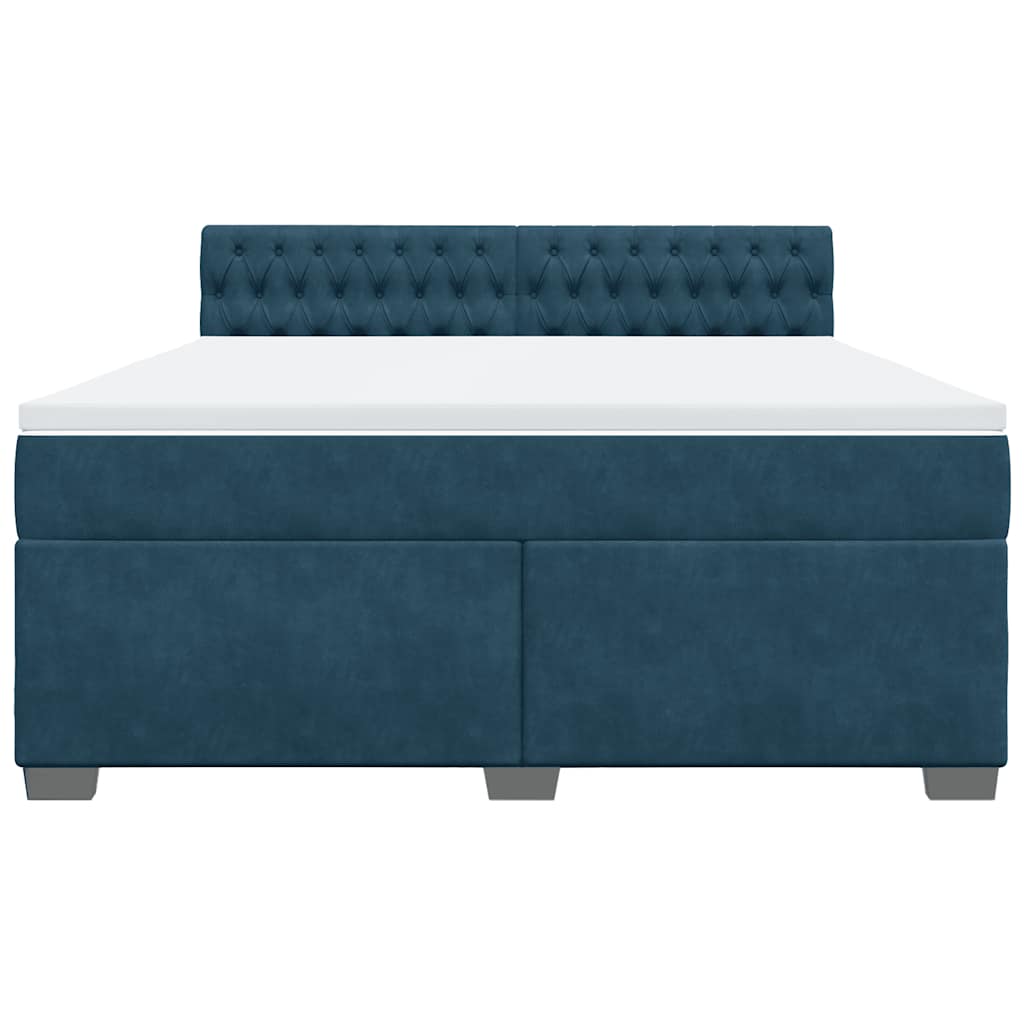Giroletto a Molle con Materasso Blu 180x200 cm in Velluto