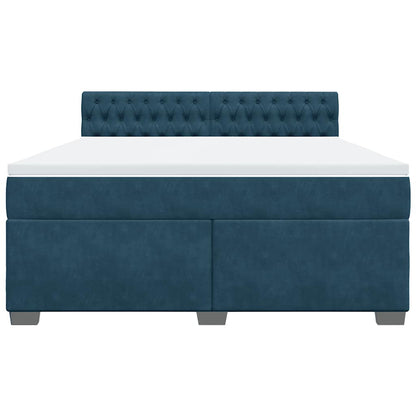 Giroletto a Molle con Materasso Blu 180x200 cm in Velluto