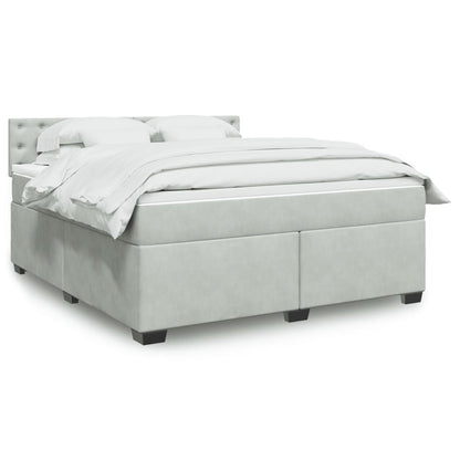 Giroletto a Molle con Materasso Grigio Chiaro 180x200cm Velluto