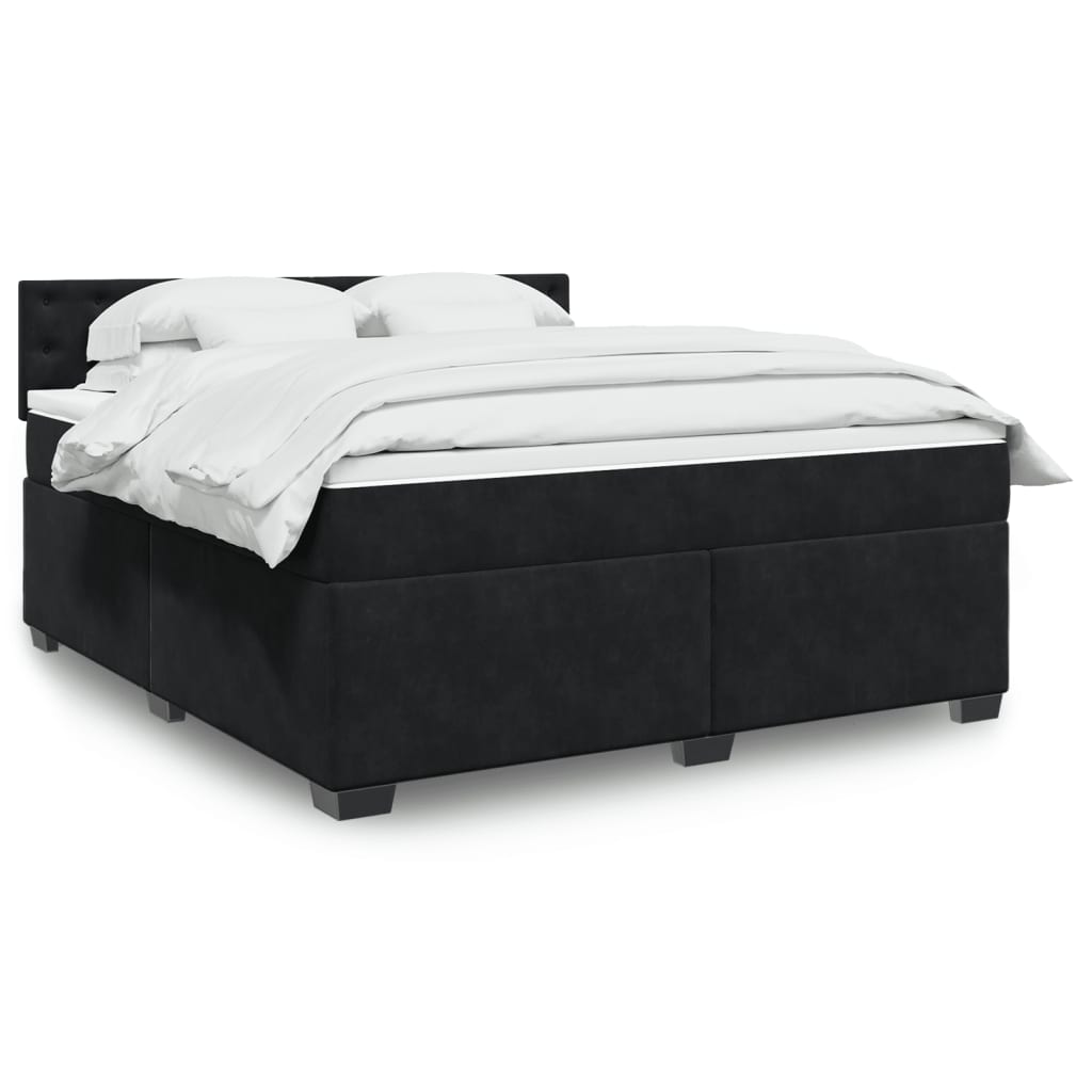 Giroletto a Molle con Materasso Nero 180x200 cm in Velluto