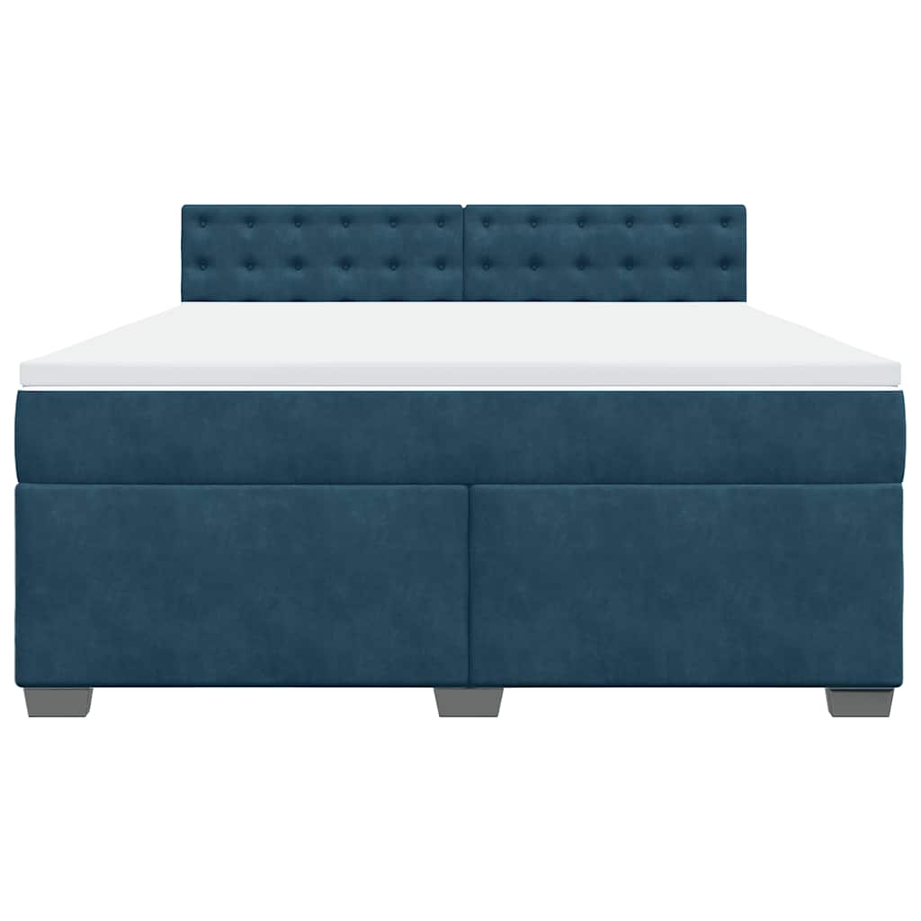 Giroletto a Molle con Materasso Blu 180x200 cm in Velluto