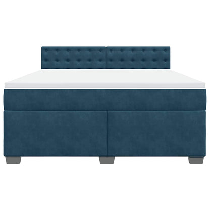 Giroletto a Molle con Materasso Blu 180x200 cm in Velluto