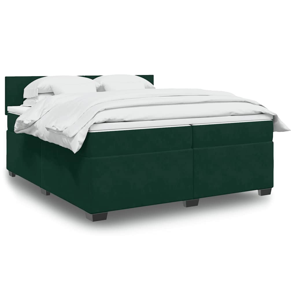 Giroletto a Molle con Materasso Verde Scuro 200x200 cm Velluto