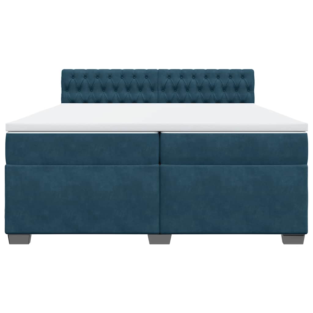 Giroletto a Molle con Materasso Blu 200x200 cm in Velluto