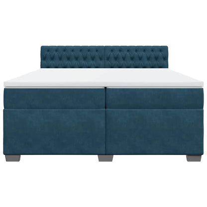Giroletto a Molle con Materasso Blu 200x200 cm in Velluto
