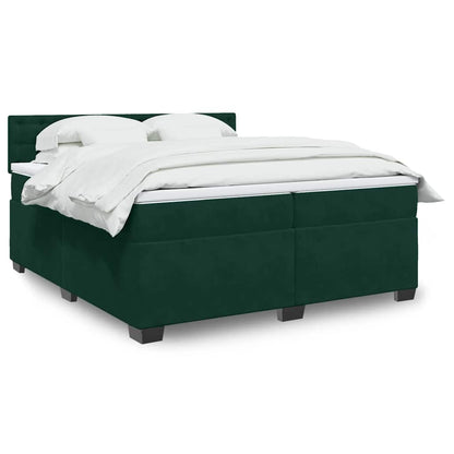Giroletto a Molle con Materasso Verde Scuro 200x200 cm Velluto